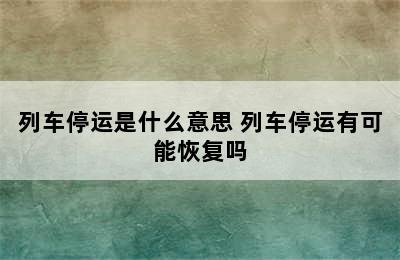 列车停运是什么意思 列车停运有可能恢复吗